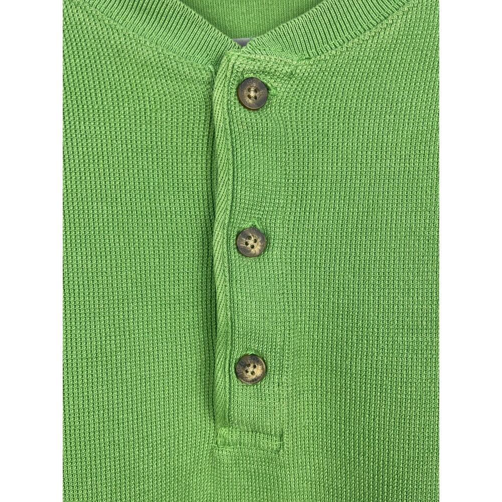 Vintage Eddie Bauer Green Waffle Knit Cotton Henley Shirt Casual Men’s Small - Picture 3 of 10